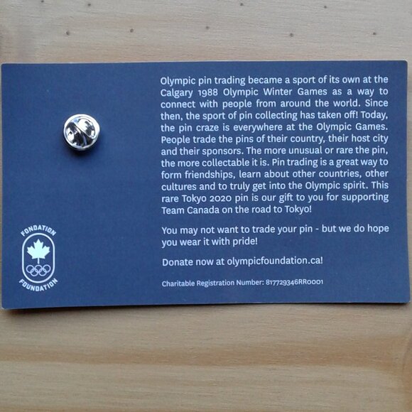 Tokyo 2020 Team Canada Olympic Pin With Card - Picture 2 of 5